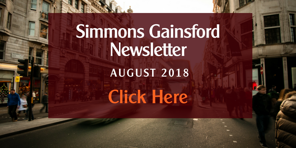 Simmons Gainsford Newsletter – August 2018